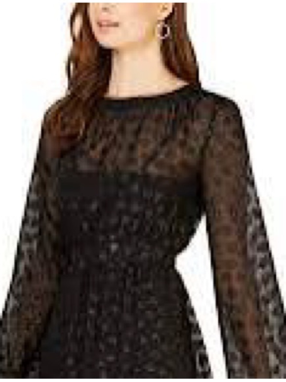 Avec Les Filles Black Midi Dress with Gray Heart Print